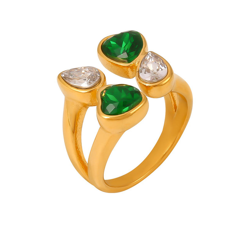 CRYSTAL &EMERALD RING