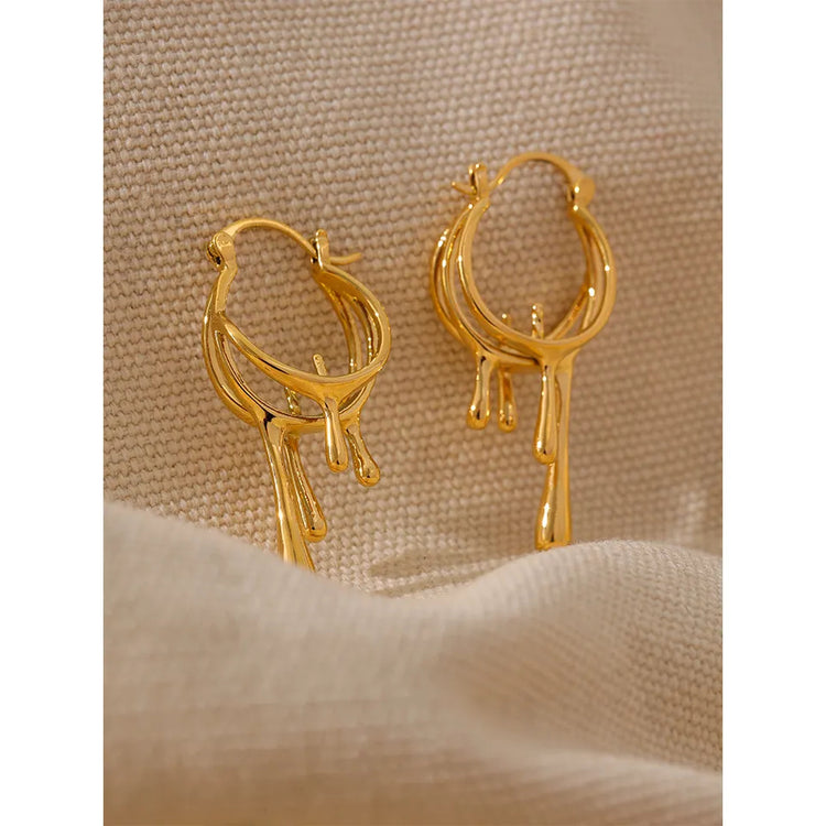 DRIPPING CIRCULAR HOOP EARRINGS