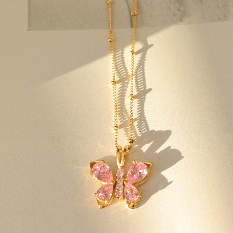 PINK BUTTERFLY NECKLACE