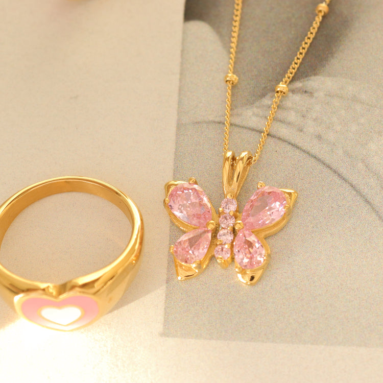 PINK BUTTERFLY NECKLACE