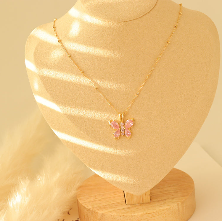 PINK BUTTERFLY NECKLACE