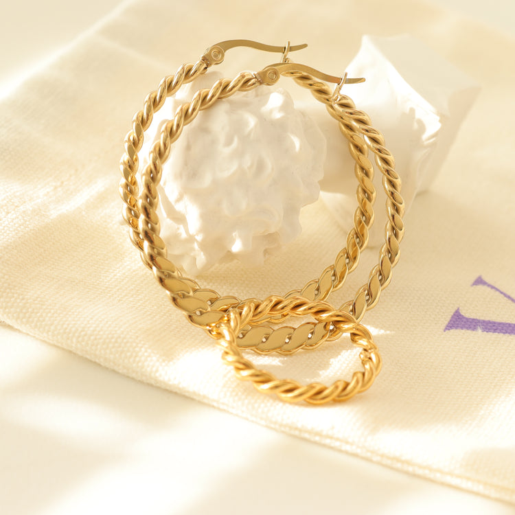 DOUBLE TWIST HOOP EARRINGS