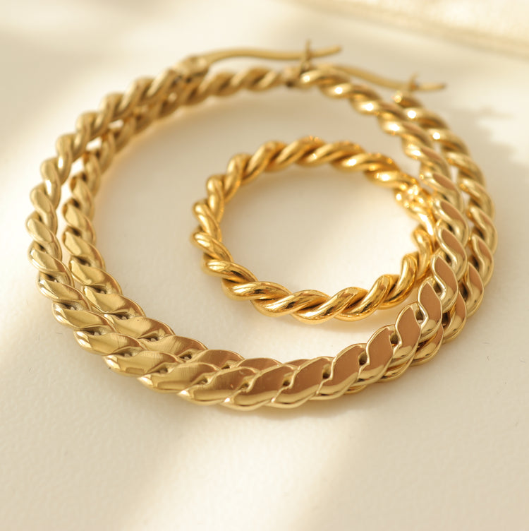 DOUBLE TWIST HOOP EARRINGS