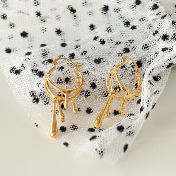 DRIPPING CIRCULAR HOOP EARRINGS