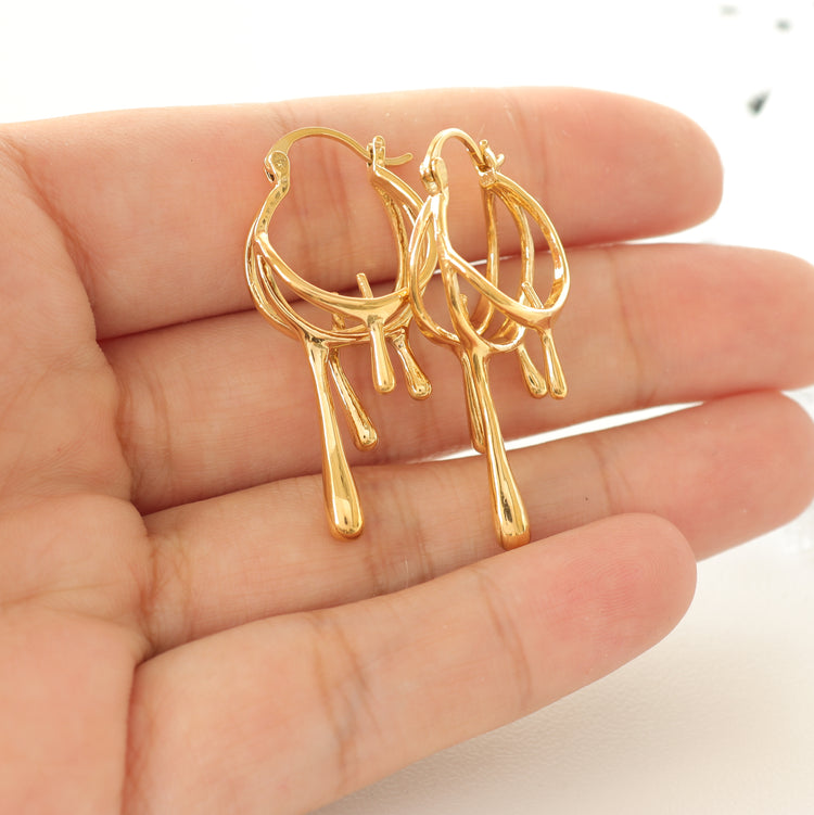 DRIPPING CIRCULAR HOOP EARRINGS