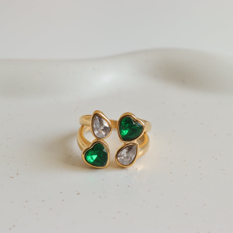 CRYSTAL &EMERALD RING