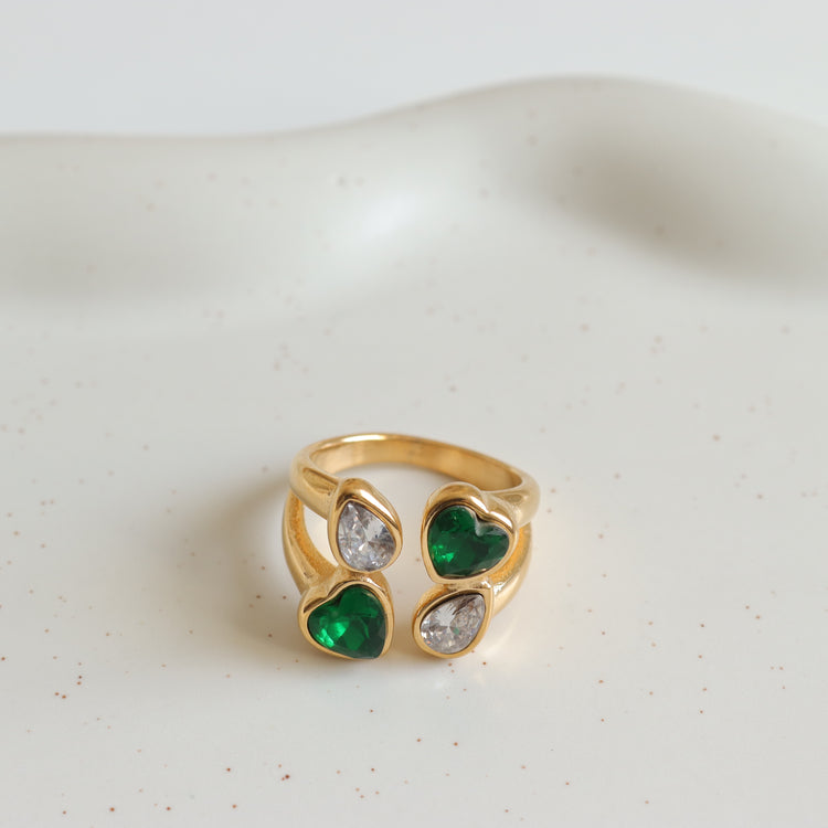 CRYSTAL &EMERALD RING
