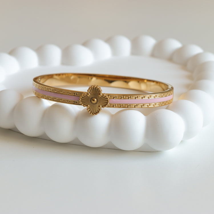 SINGLE PINK FLOWER GREEK BANGLE