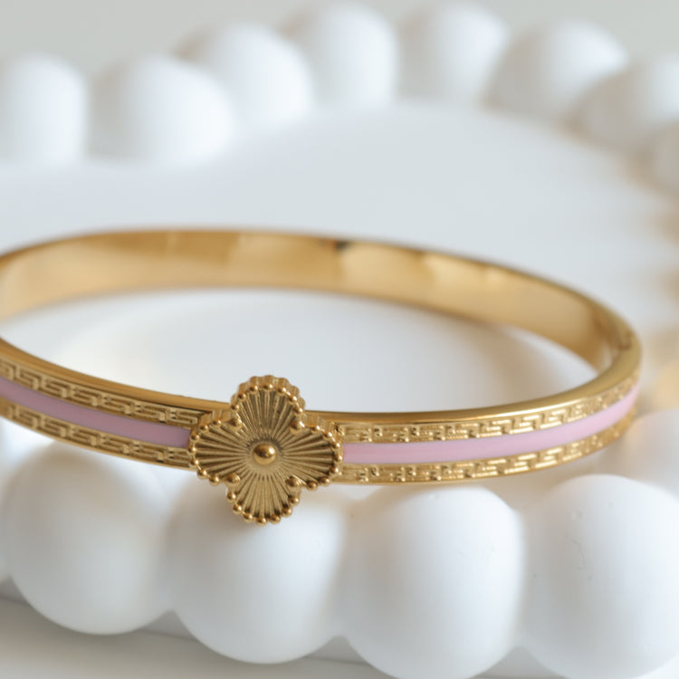 SINGLE PINK FLOWER GREEK BANGLE