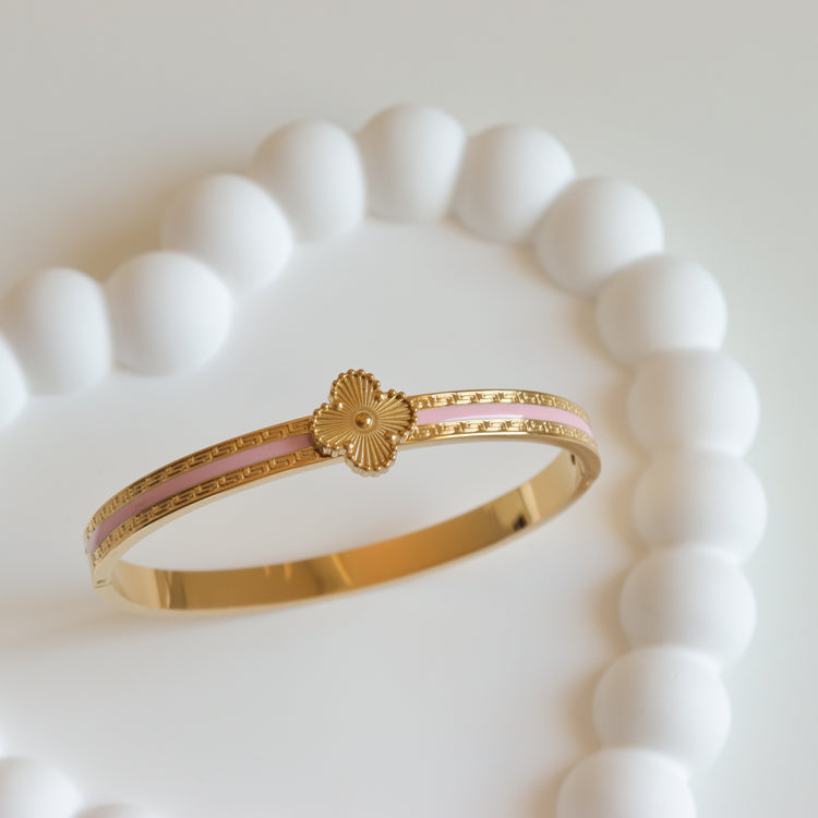 SINGLE PINK FLOWER GREEK BANGLE