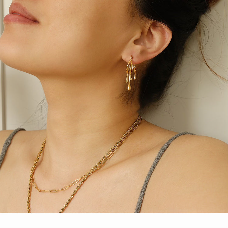 DRIPPING CIRCULAR HOOP EARRINGS