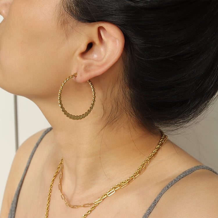 DOUBLE TWIST HOOP EARRINGS