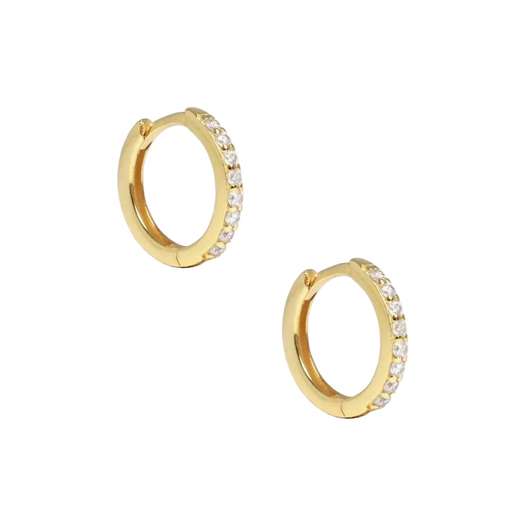 WHITE MINI HOOP EARRINGS 9MM