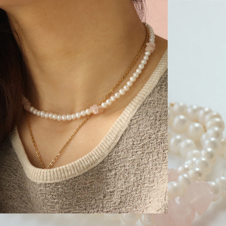 PINK STONE PEARL NECKLACE