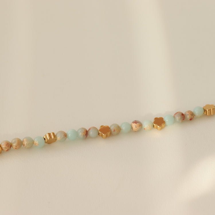 BLUE BEADS FLOWER BRACELET