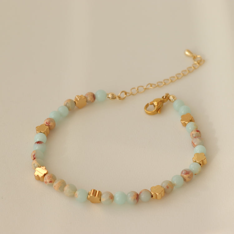 BLUE BEADS FLOWER BRACELET