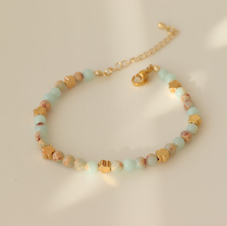 BLUE BEADS FLOWER BRACELET