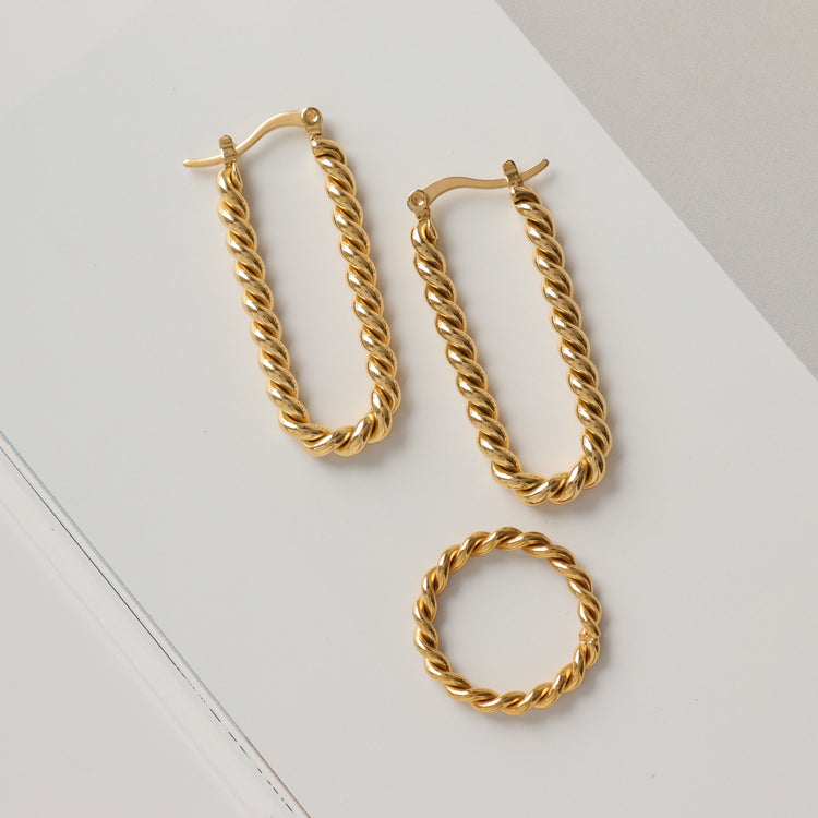 RECTANGULAR TWIST EARRINGS