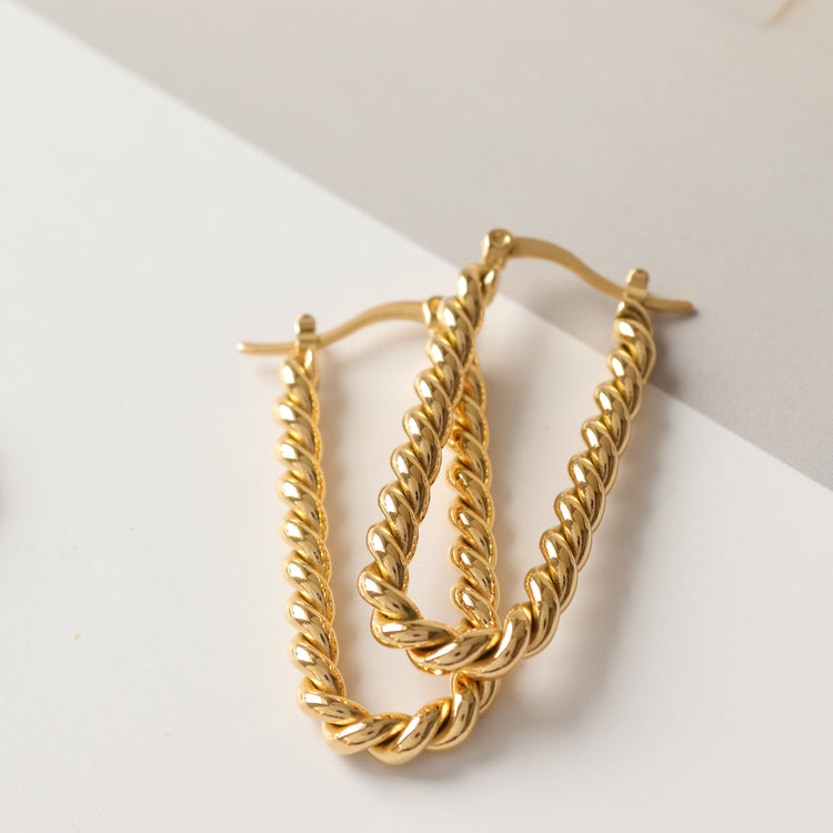 RECTANGULAR TWIST EARRINGS