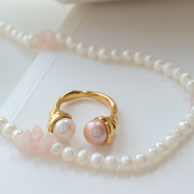 PINK STONE PEARL NECKLACE
