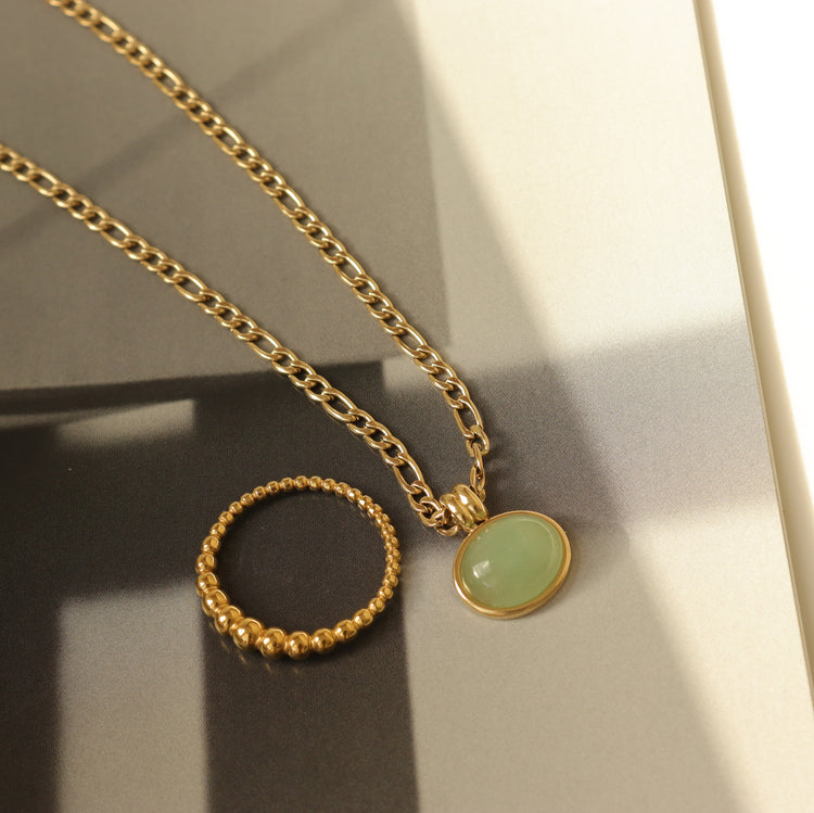 EMERALD FIGARO CHAIN NECKLACE