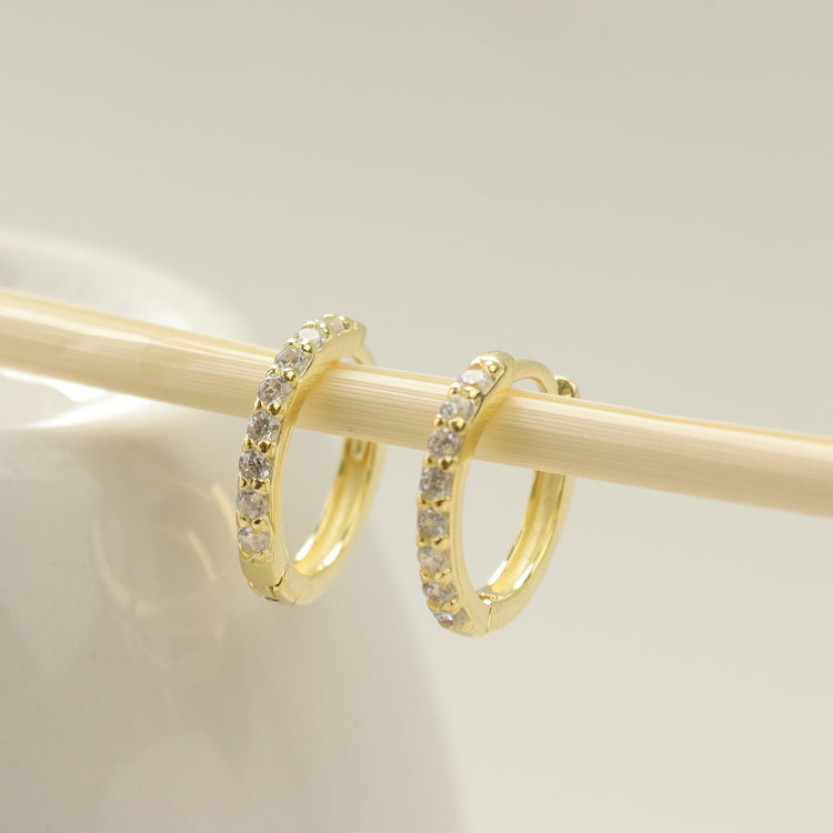 WHITE MINI HOOP EARRINGS 9MM