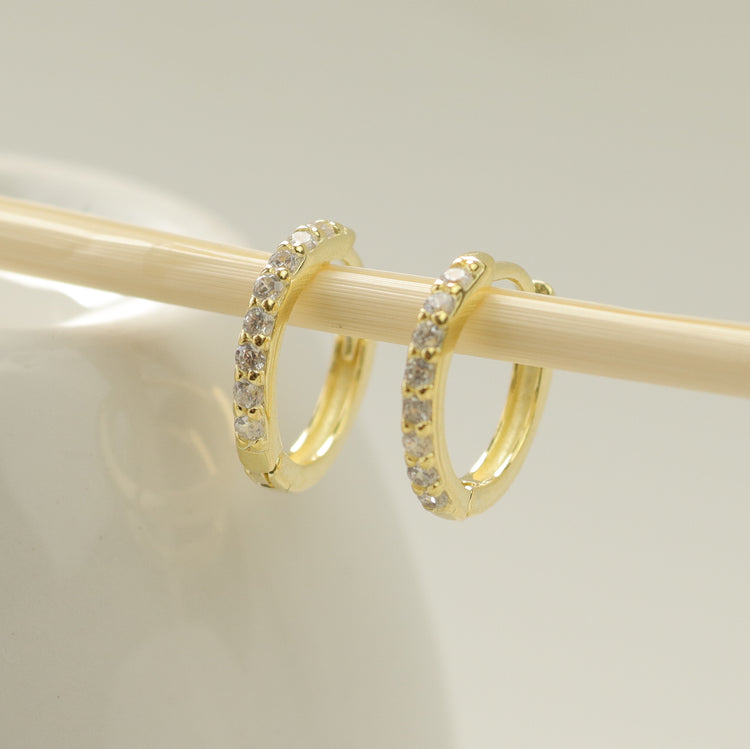 WHITE MINI HOOP EARRINGS 9MM