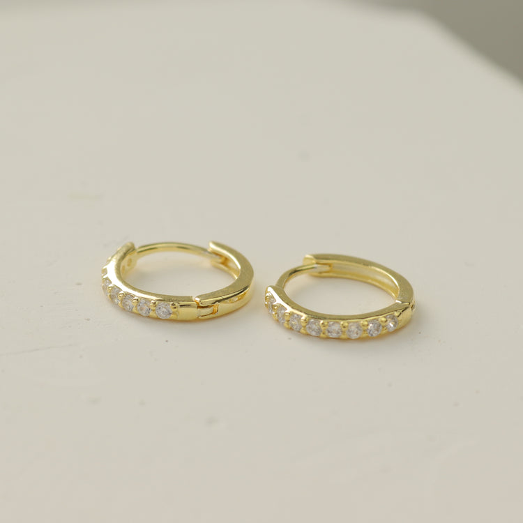 WHITE MINI HOOP EARRINGS 9MM