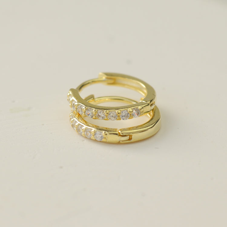 WHITE MINI HOOP EARRINGS 9MM