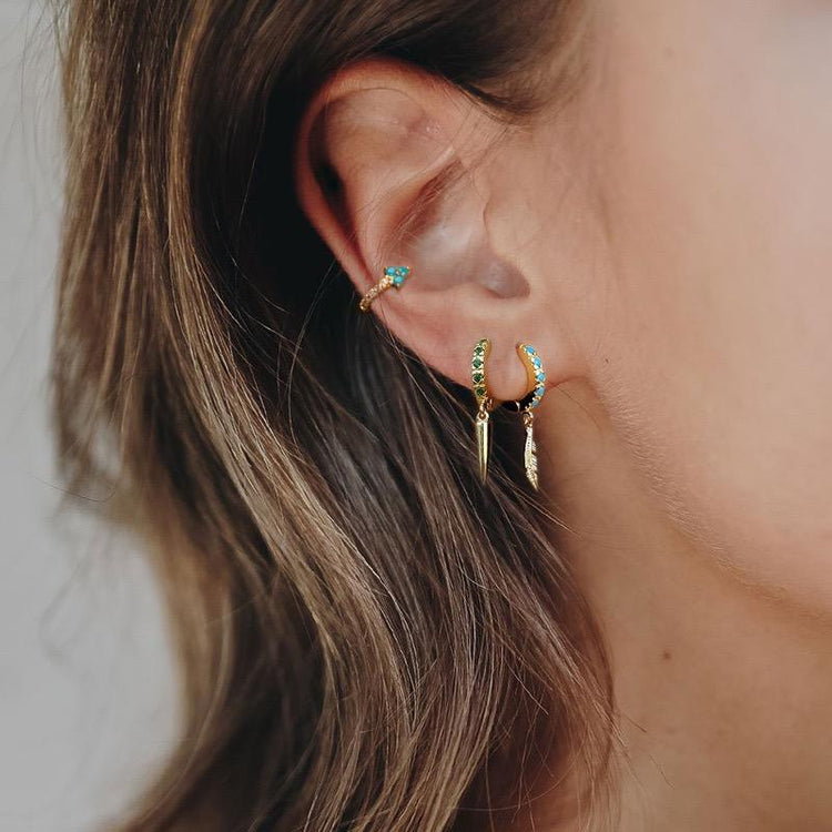 SINGLE LEAF MINI HOOP EARRING-VENUS LOVES JEWELLERY