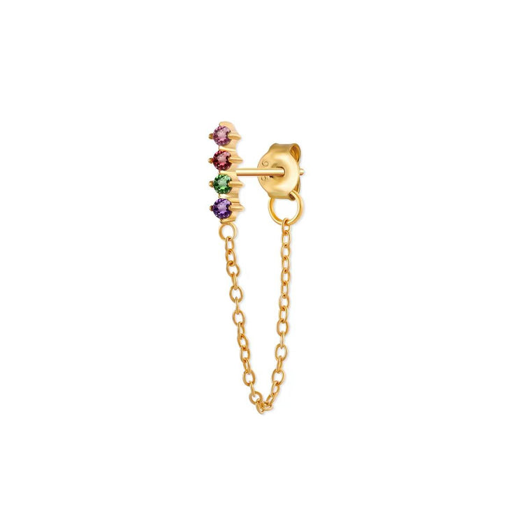 SINGLE RAINBOW CHAIN DRAPE MINI HOOP EARRING-VENUS LOVES JEWELLERY