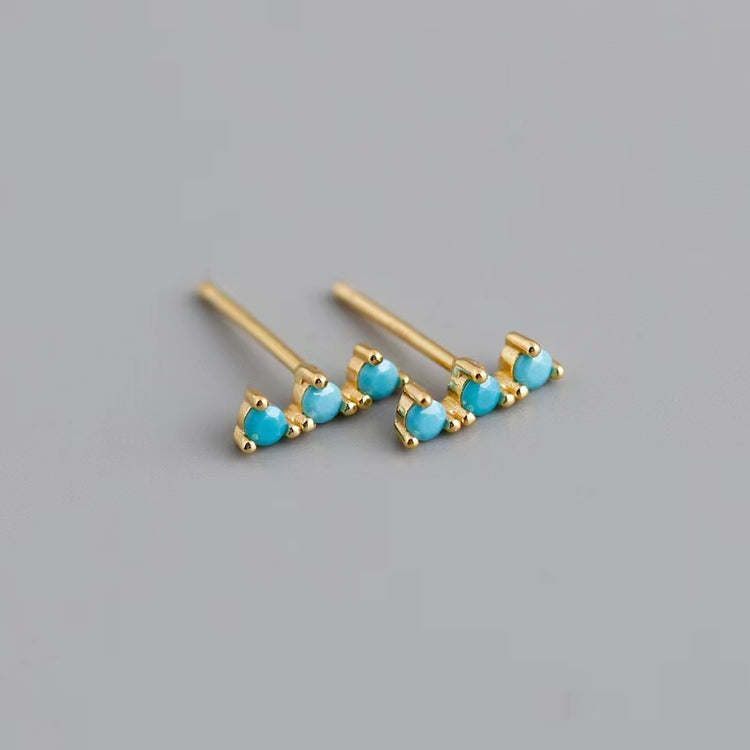 BLUE GEM STUD EARRING