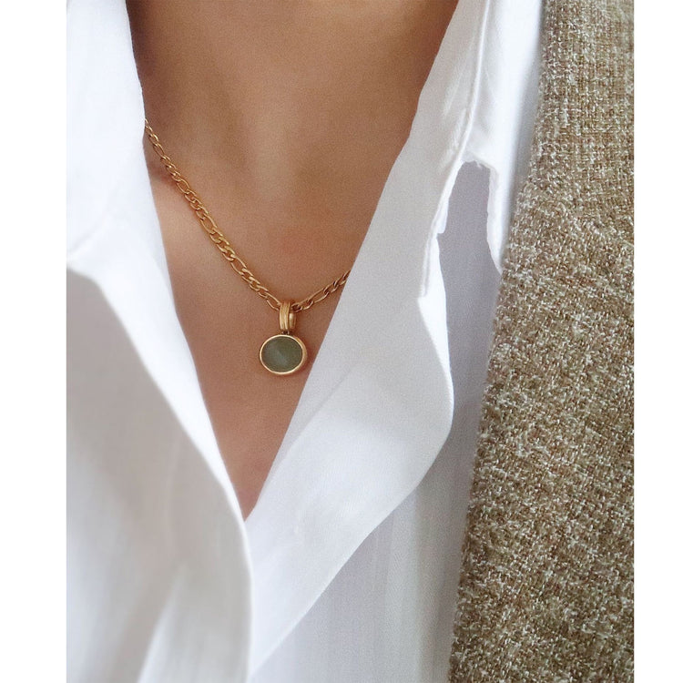 EMERALD FIGARO CHAIN NECKLACE