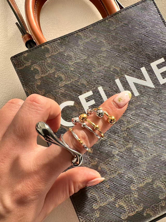 STAINLESS GOLD BALL RING