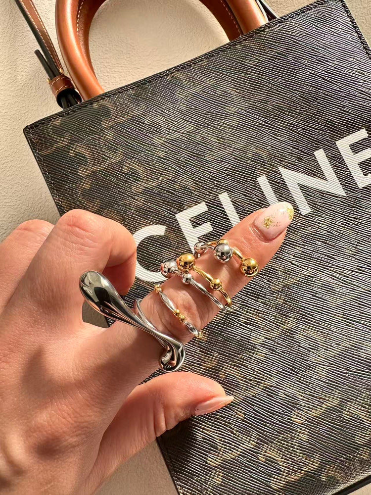 STAINLESS GOLD BALL RING