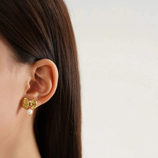 BOW PEARL EARRINGS
