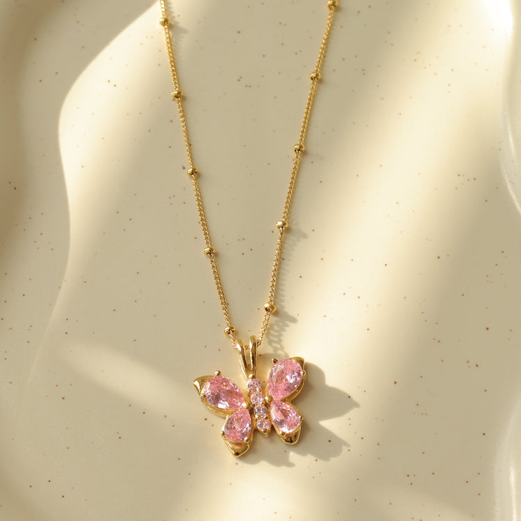 PINK BUTTERFLY NECKLACE