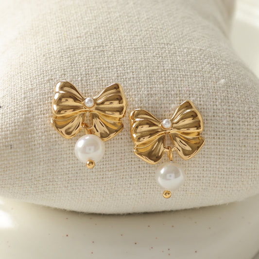 BOW PEARL EARRINGS