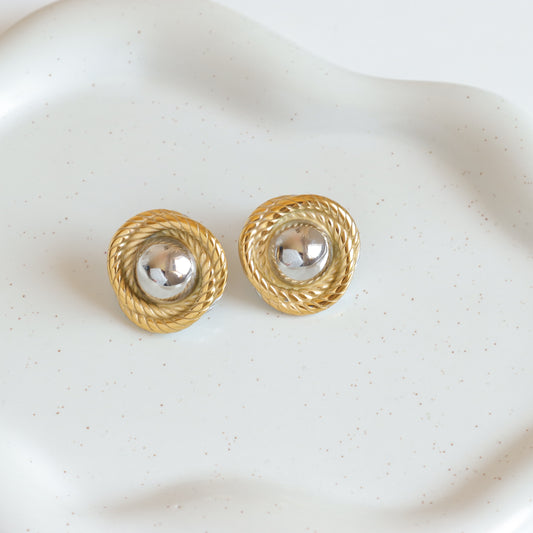 BUTTON GOLD STAINLESS EARRINGS