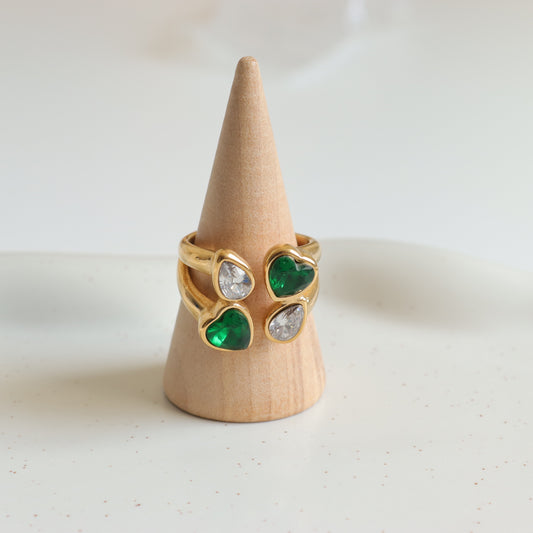 CRYSTAL &EMERALD RING