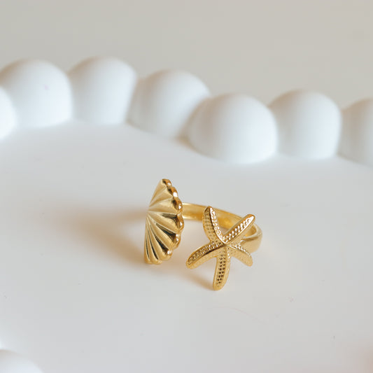 STAR SHELL GOLD RING