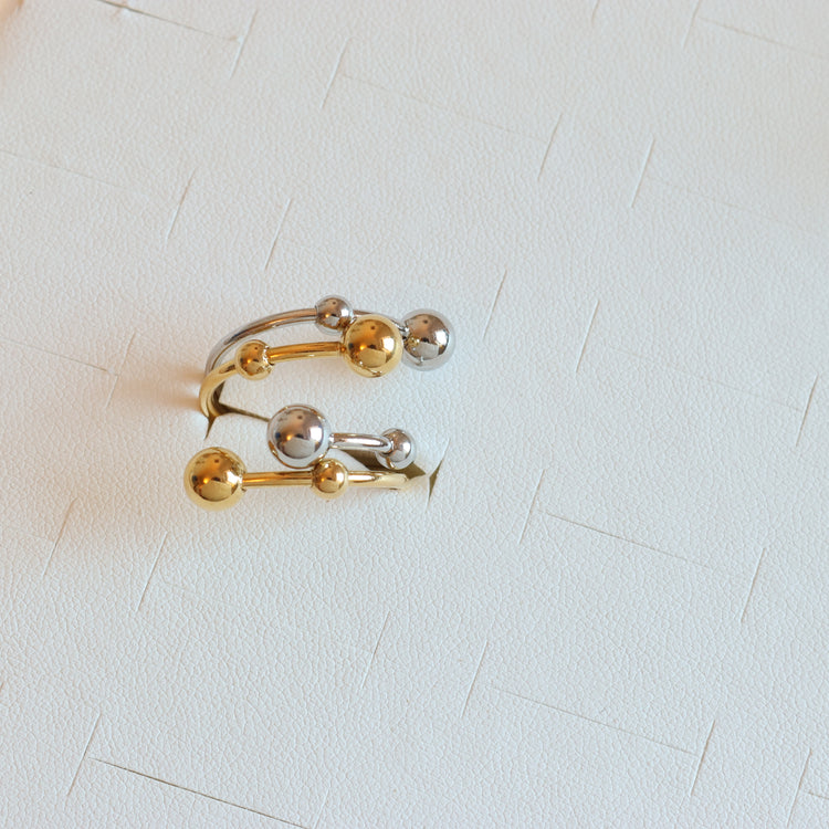 STAINLESS GOLD BALL RING