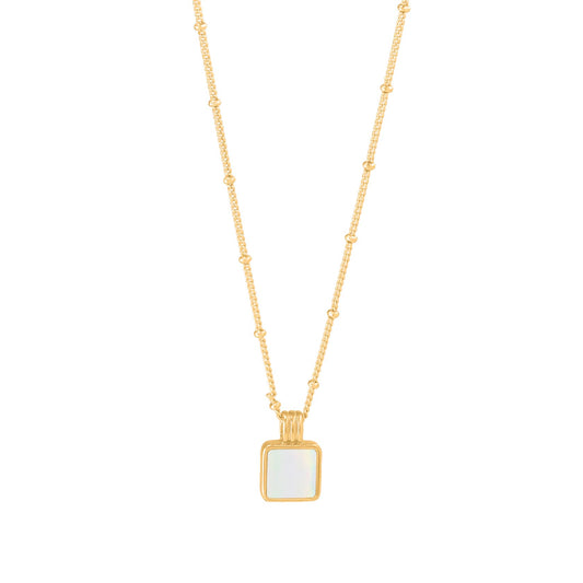 WHITE SQUARE PENDANT NECKLACE
