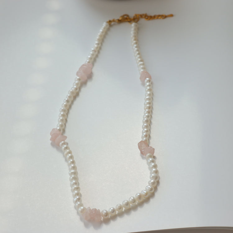 PINK STONE PEARL NECKLACE