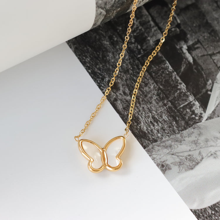 WHITE BUTTERFLY NECKLACE