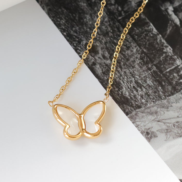 WHITE BUTTERFLY NECKLACE