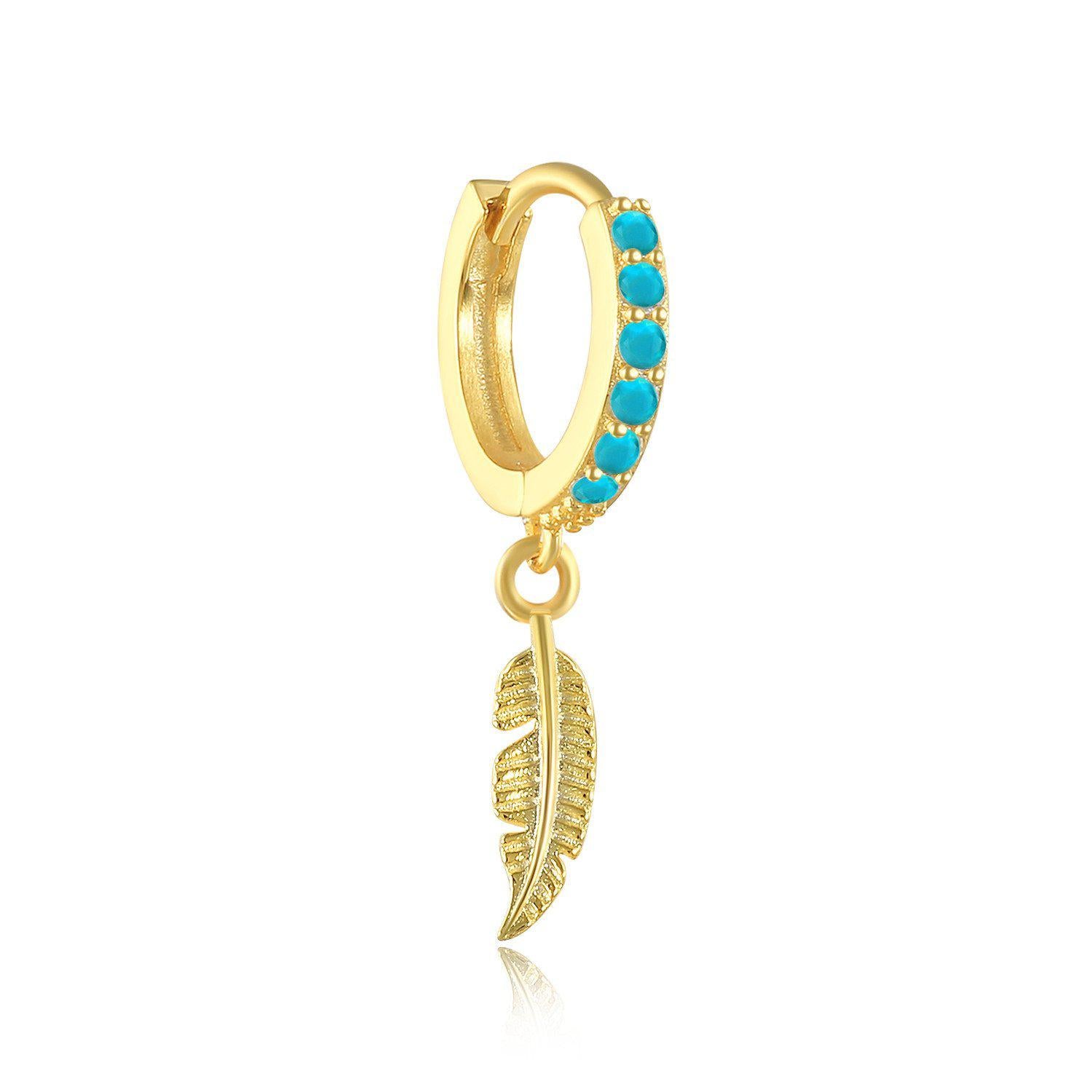 SINGLE LEAF MINI HOOP EARRING-VENUS LOVES JEWELLERY